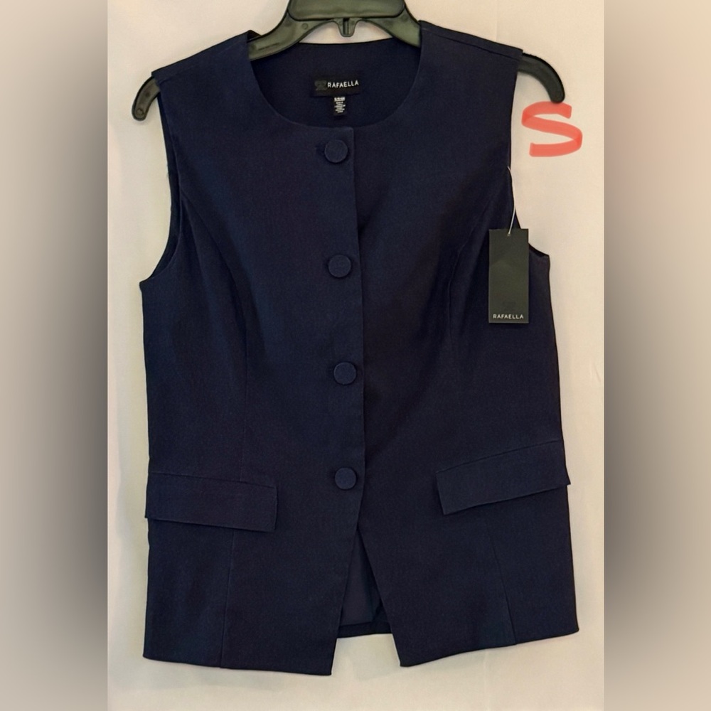 Rafaella Navy Sleeveless Jacket